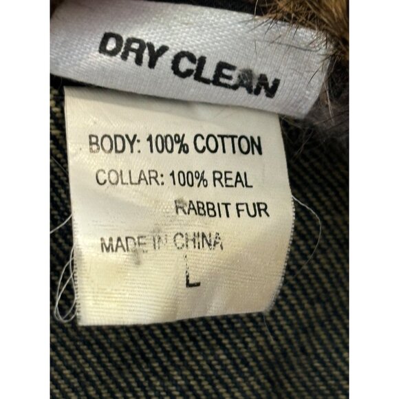 Vintage Cejon Vest Women's Large blue Denim Vest With Rabbit Fur Trim & Collar - Picture 4 of 11